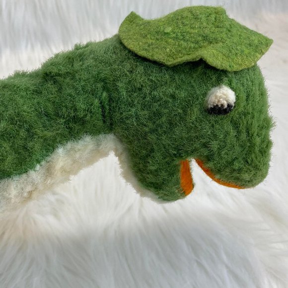Vintage Polka Dotted Green Brontosaurus Dinosaur 19 1/2" Plush Stuffed Animal - Picture 5 of 13
